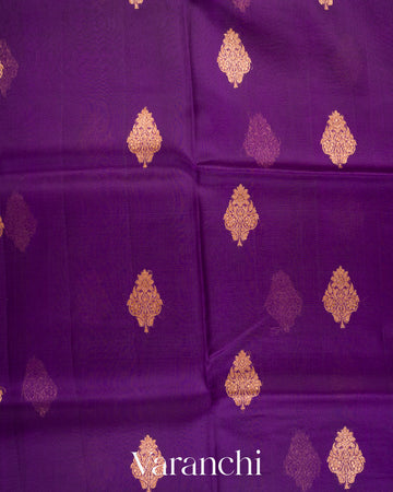 Deep Plum Purple  Pure Kora Silk Handloom Saree