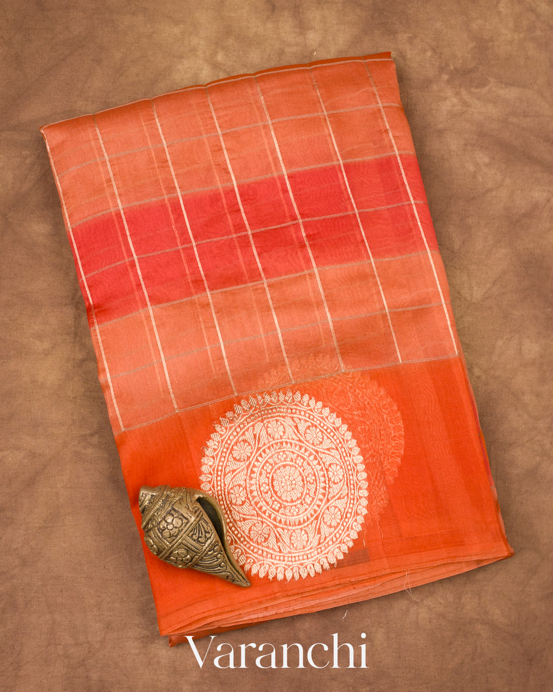 Orange Rangkaat Pure Kora Silk Saree