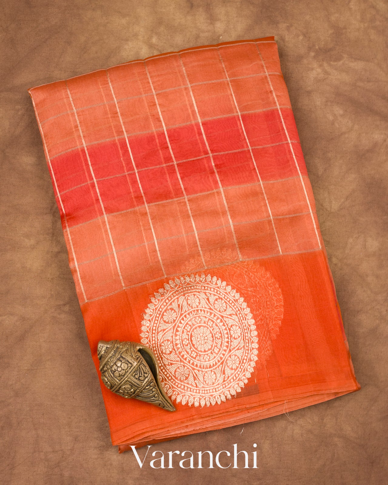 Orange Rangkaat Pure Kora Silk Saree