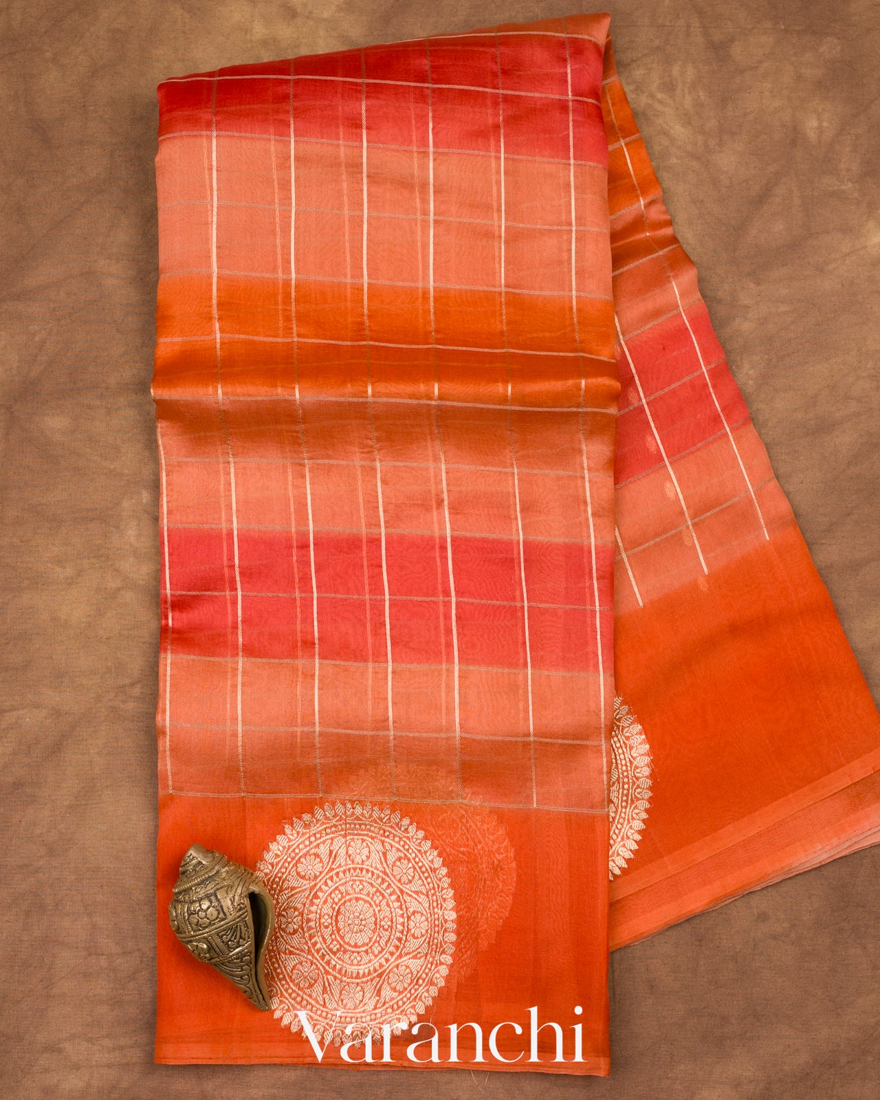 Orange Rangkaat Pure Kora Silk Saree