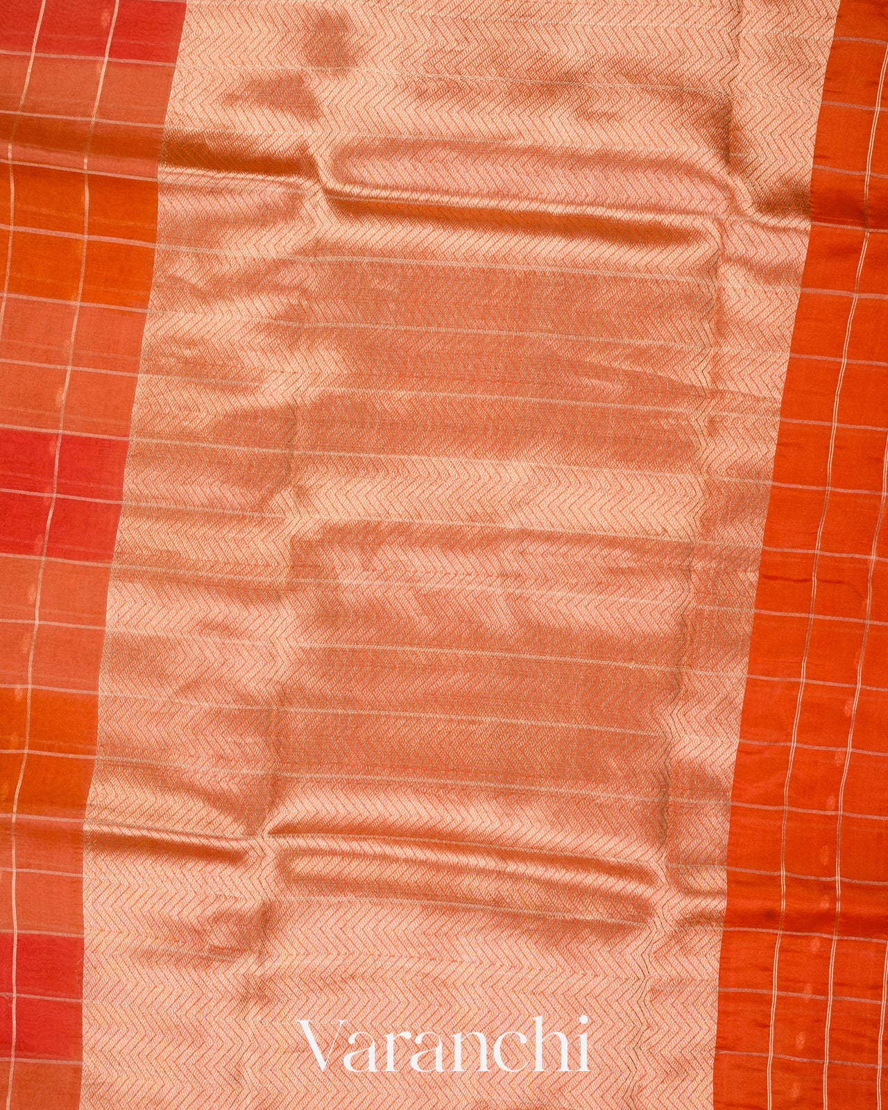 Orange Rangkaat Pure Kora Silk Saree