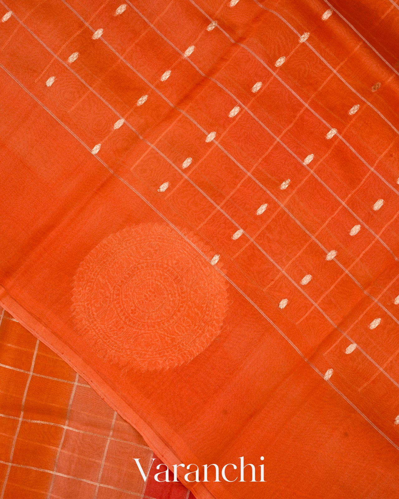 Orange Rangkaat Pure Kora Silk Saree