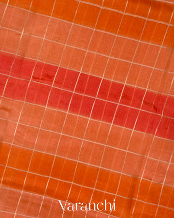 Orange Rangkaat Pure Kora Silk Saree
