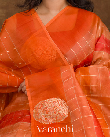 Orange Rangkaat Pure Kora Silk Saree