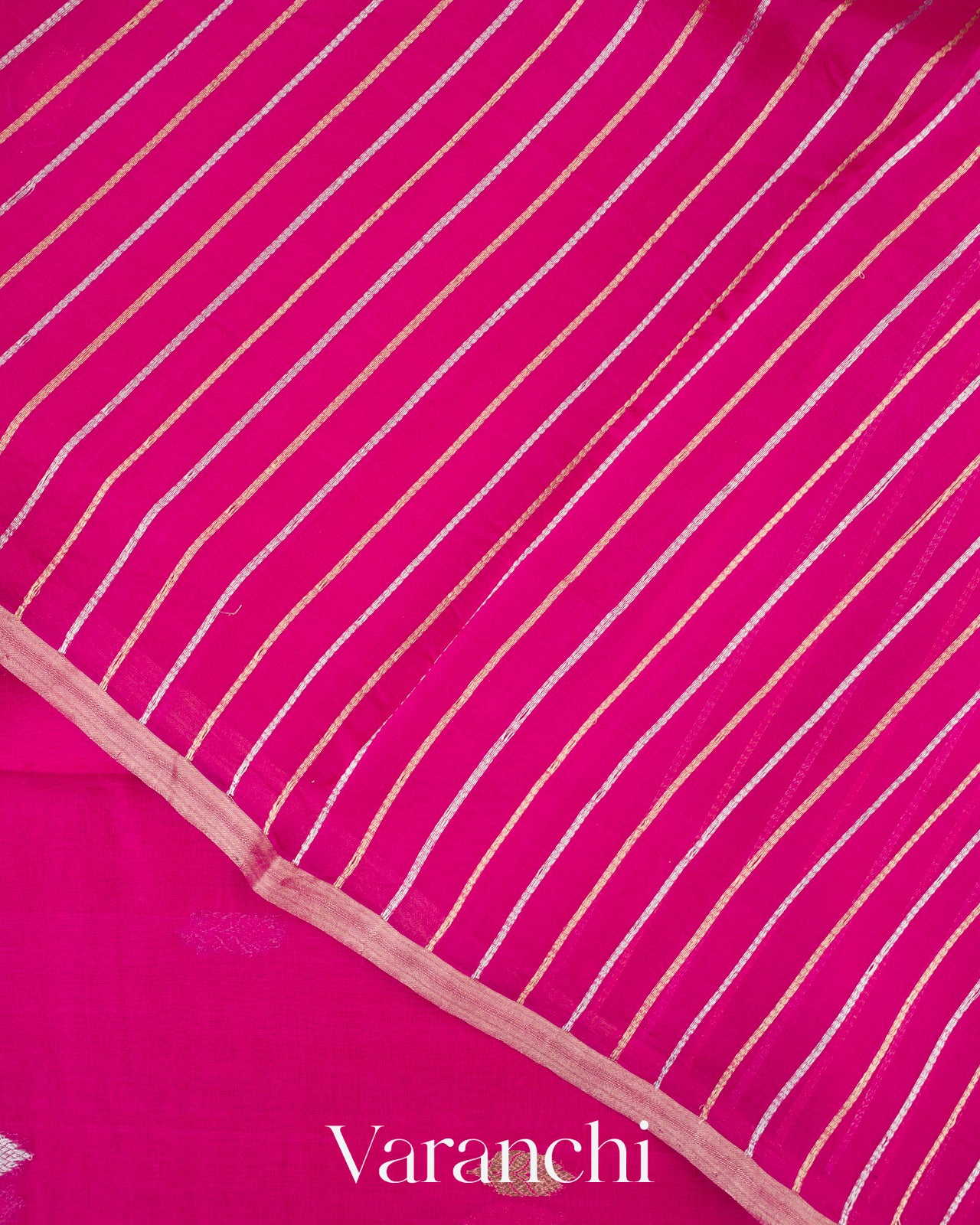 Rani Pink Pure Kora Silk Handloom Saree