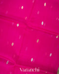 Rani Pink Pure Kora Silk Handloom Saree