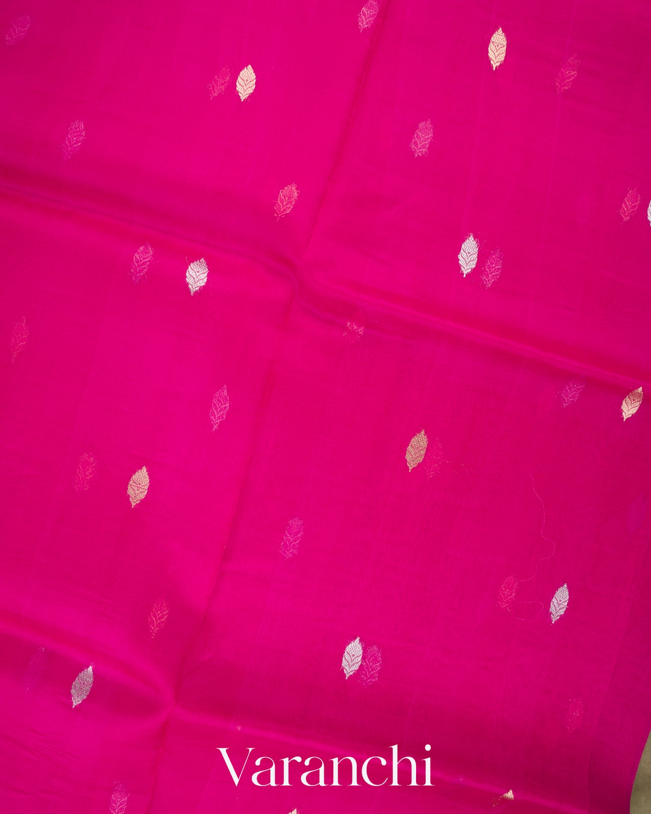 Rani Pink Pure Kora Silk Handloom Saree