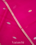 Rani Pink Pure Kora Silk Handloom Saree