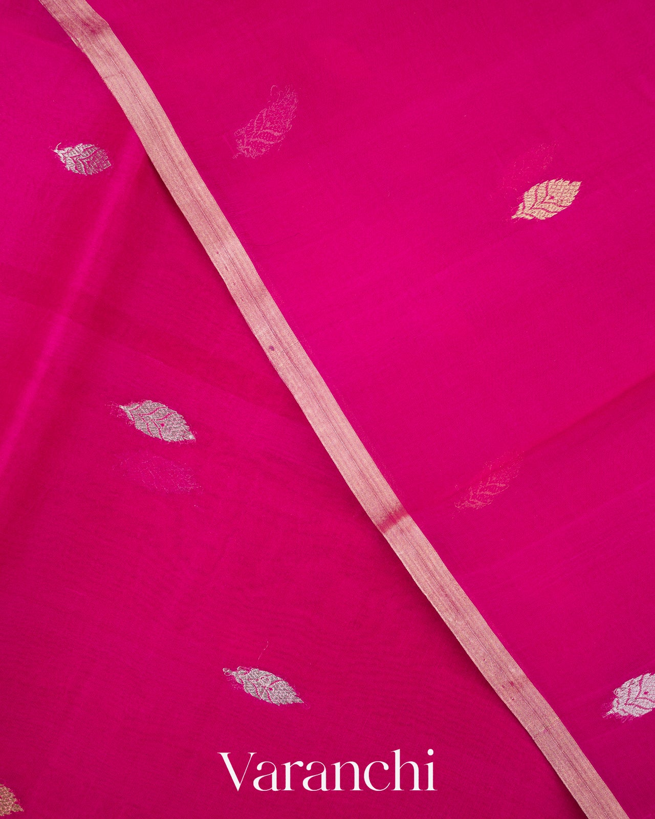 Rani Pink Pure Kora Silk Handloom Saree