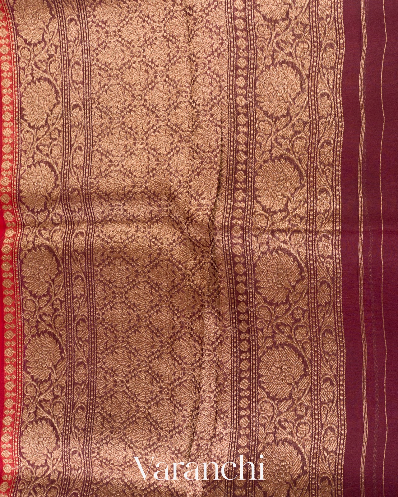 Red Pure Kora Silk Handloom Saree