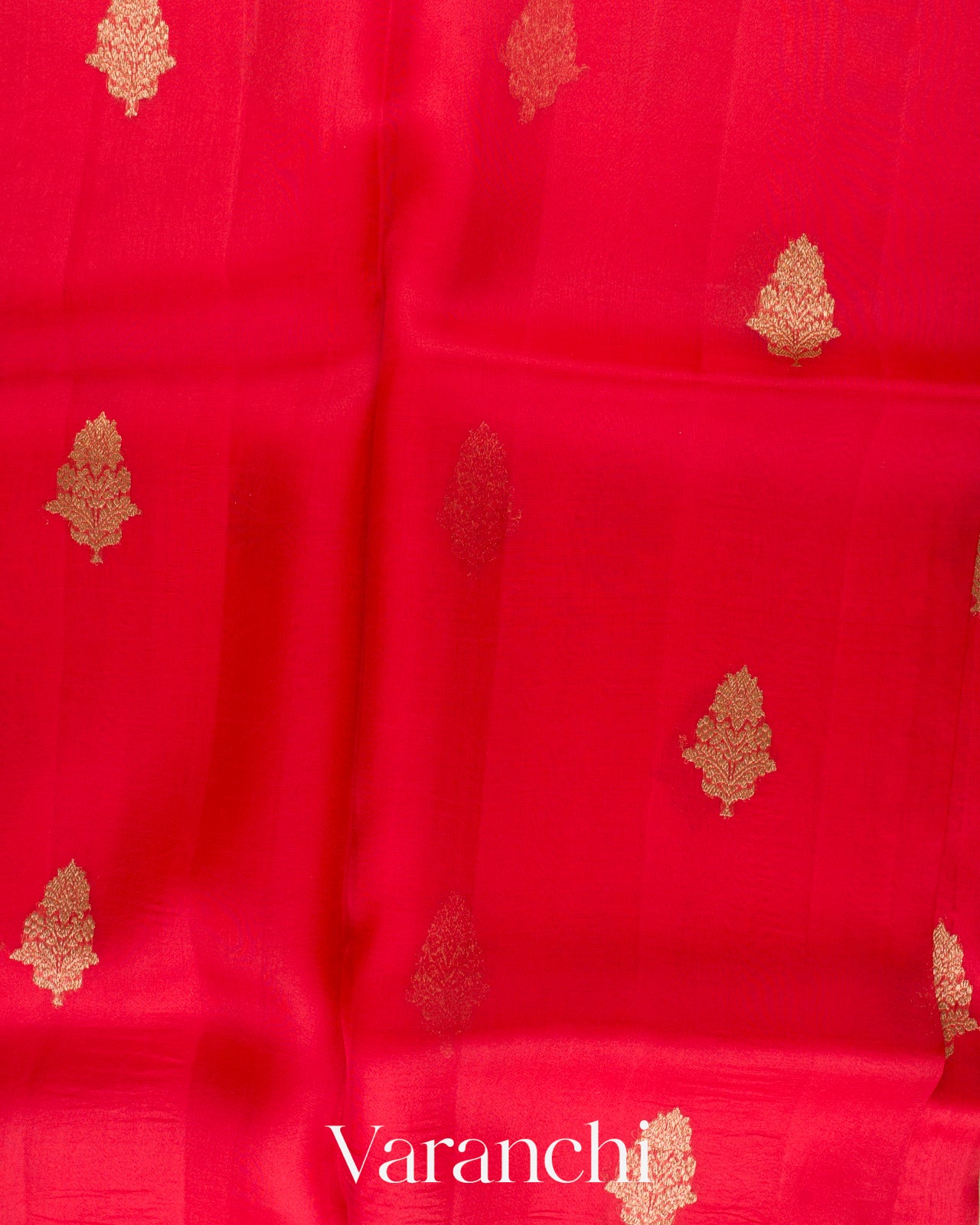 Red Pure Kora Silk Handloom Saree