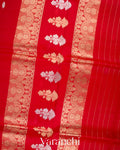 Bright Red Pure Kora Silk Handloom Saree