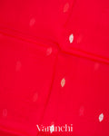 Bright Red Pure Kora Silk Handloom Saree