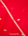Bright Red Pure Kora Silk Handloom Saree