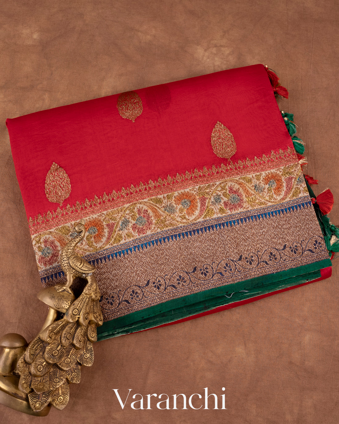 Red Pure Kora Silk Handloom Saree