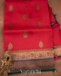 Red Pure Kora Silk Handloom Saree