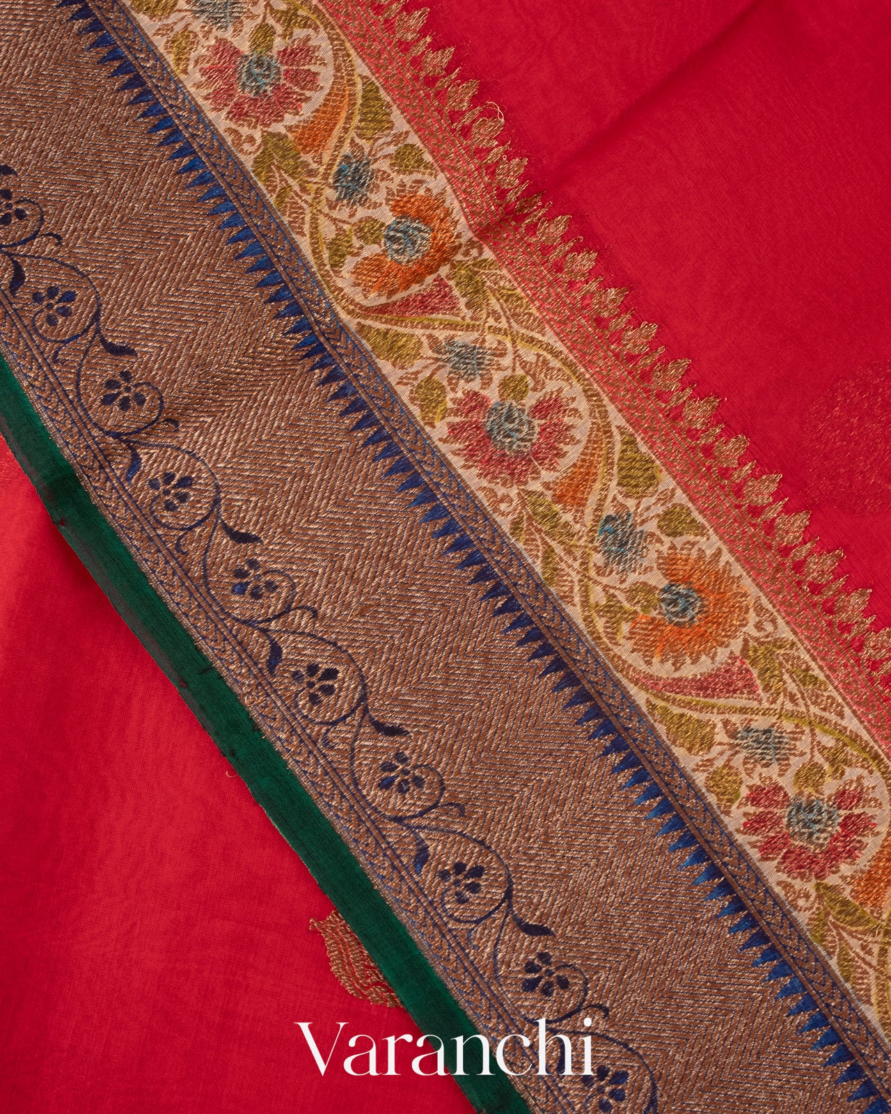 Red Pure Kora Silk Handloom Saree