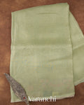 Soft Sage Green Striped Pure Kora Silk Saree 