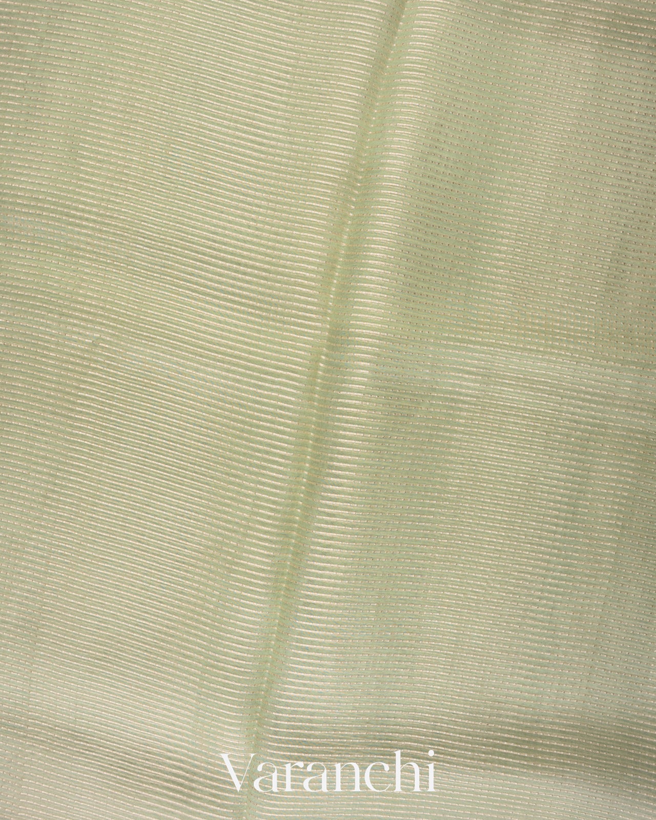 Soft Sage Green Striped Pure Kora Silk Saree 