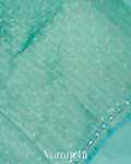 Seafoam Green Embroidered  Pure Kora Silk Saree 