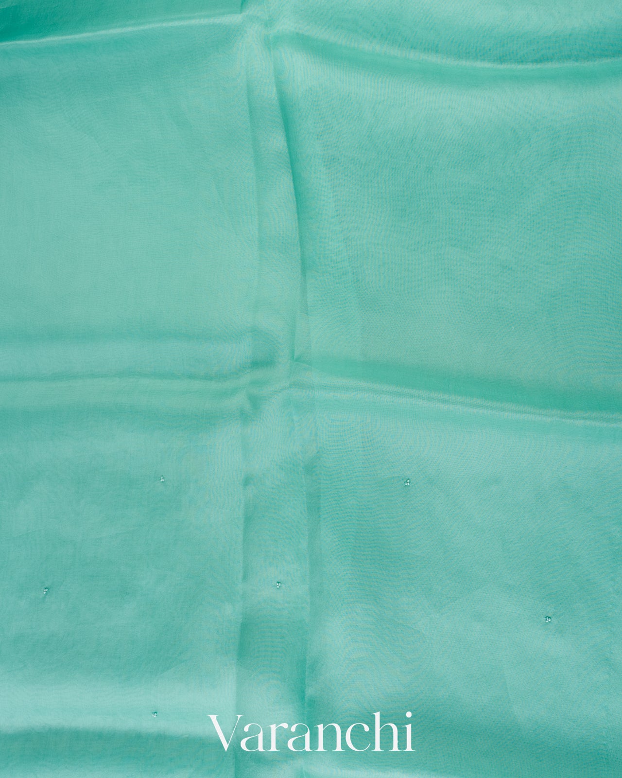 Seafoam Green Embroidered  Pure Kora Silk Saree 