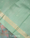 Sea Green Digital Printed Pure Kora Silk Saree