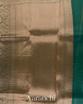 Teal Green Heavy Brocade Pure Kora Silk Handloom Saree