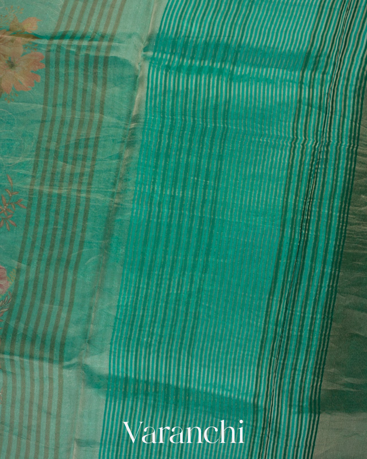 Misty Aqua Green Tissue Pure Kora Silk Saree 