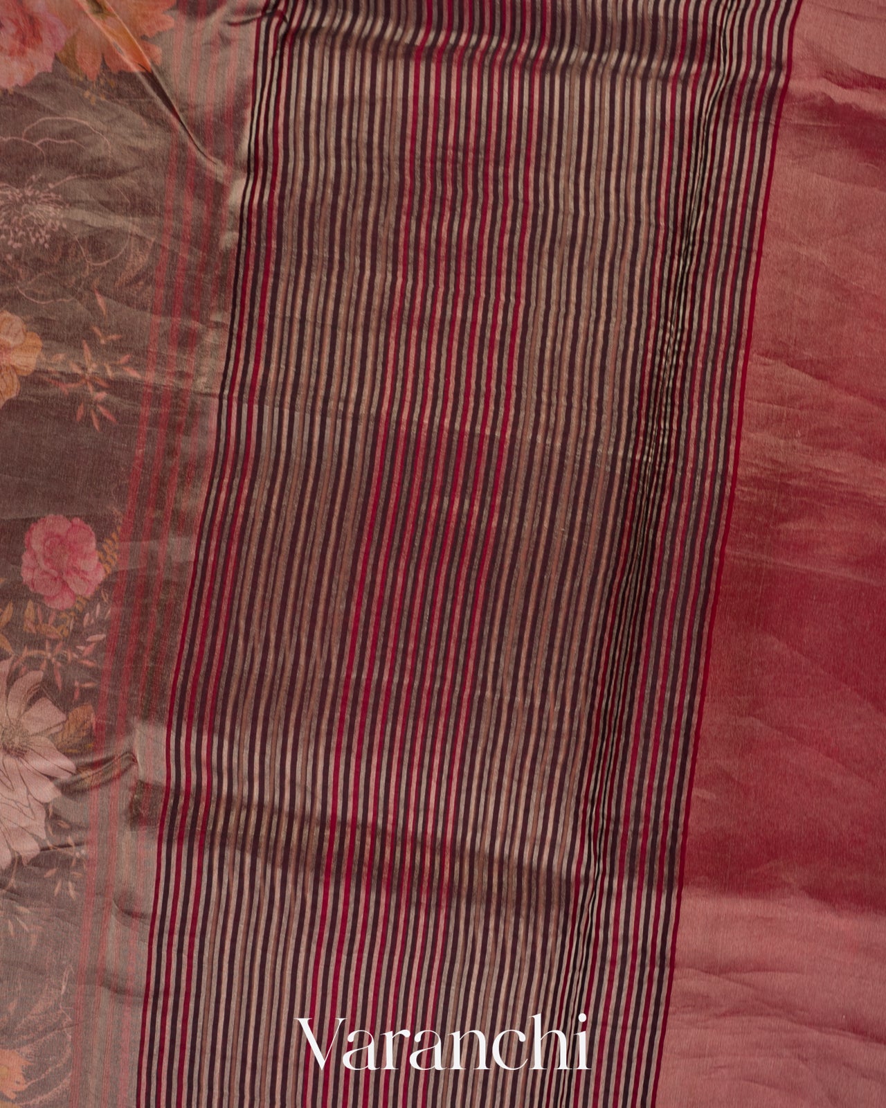 Black Printed Pure Tissue Kora Silk Saree