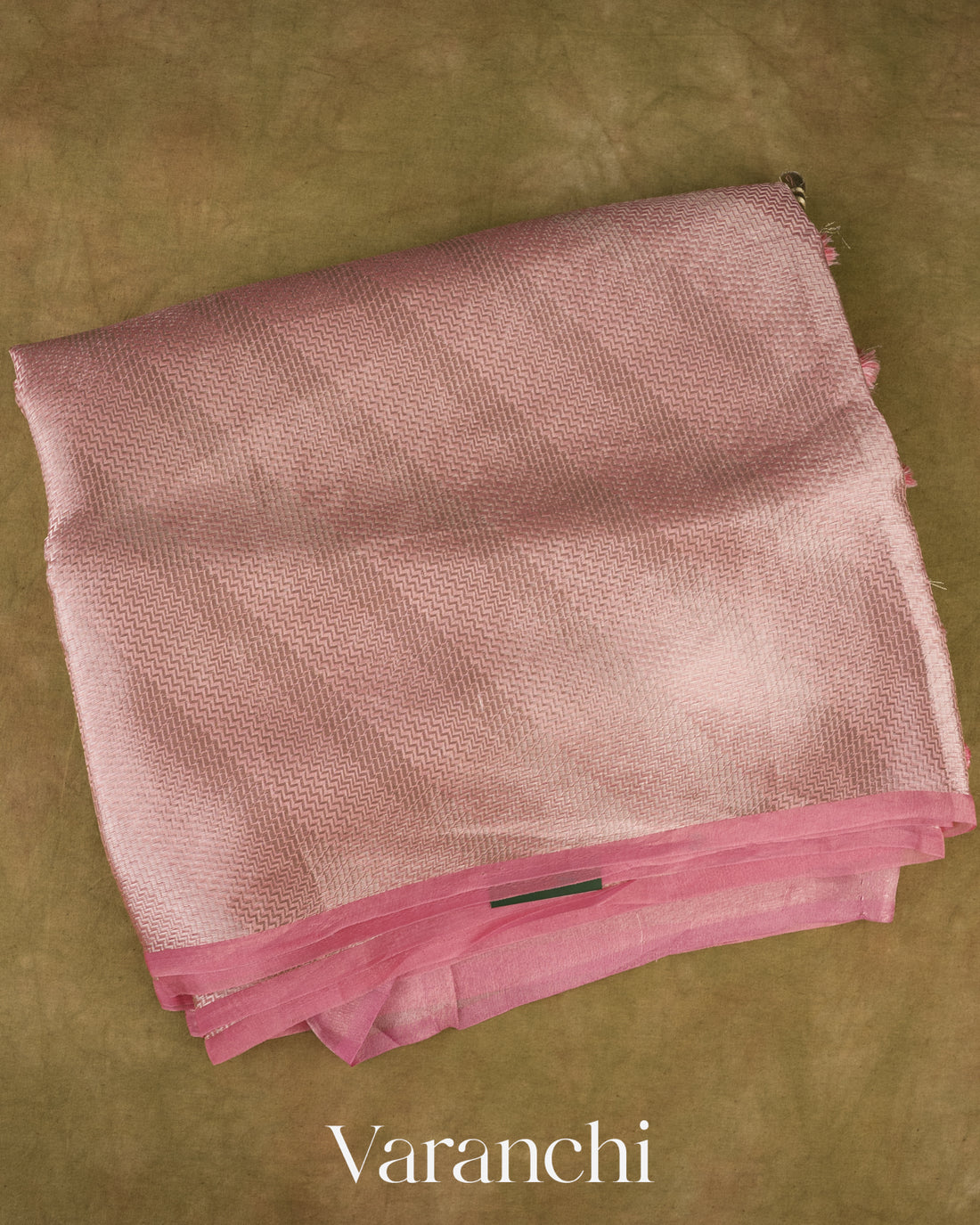 Blush Rose Lehariya Pure Tissue Kora Silk Saree