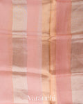 Baby Pink Sona Rupa Tissue Striped Pure Kora Silk Saree