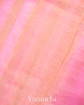 Rose Pink Tissue Striped Pure Kora Silk Saree