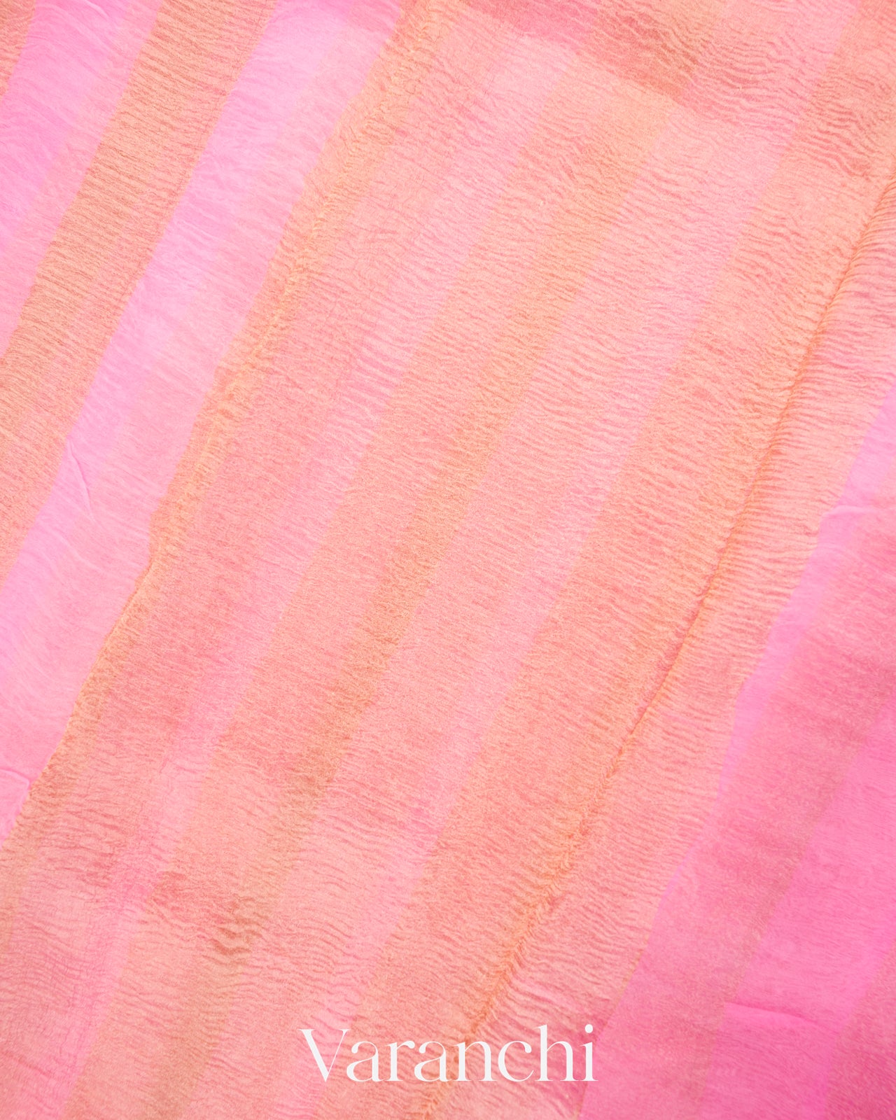 Rose Pink Tissue Striped Pure Kora Silk Saree