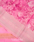 Rose Pink Tissue Striped Pure Kora Silk Saree