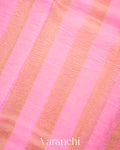 Rose Pink Tissue Striped Pure Kora Silk Saree