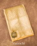 Golden Yellow Heavy Brocade Pure Tissue Kora Silk Saree