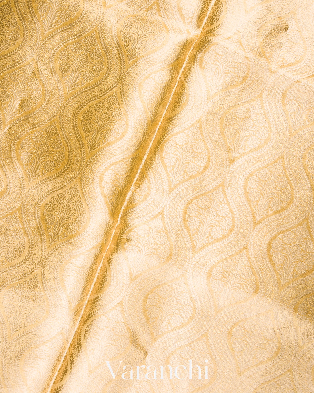 Golden Yellow Heavy Brocade Pure Tissue Kora Silk Saree