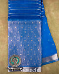 Ink Blue Tissue Pure Kora Silk Saree 