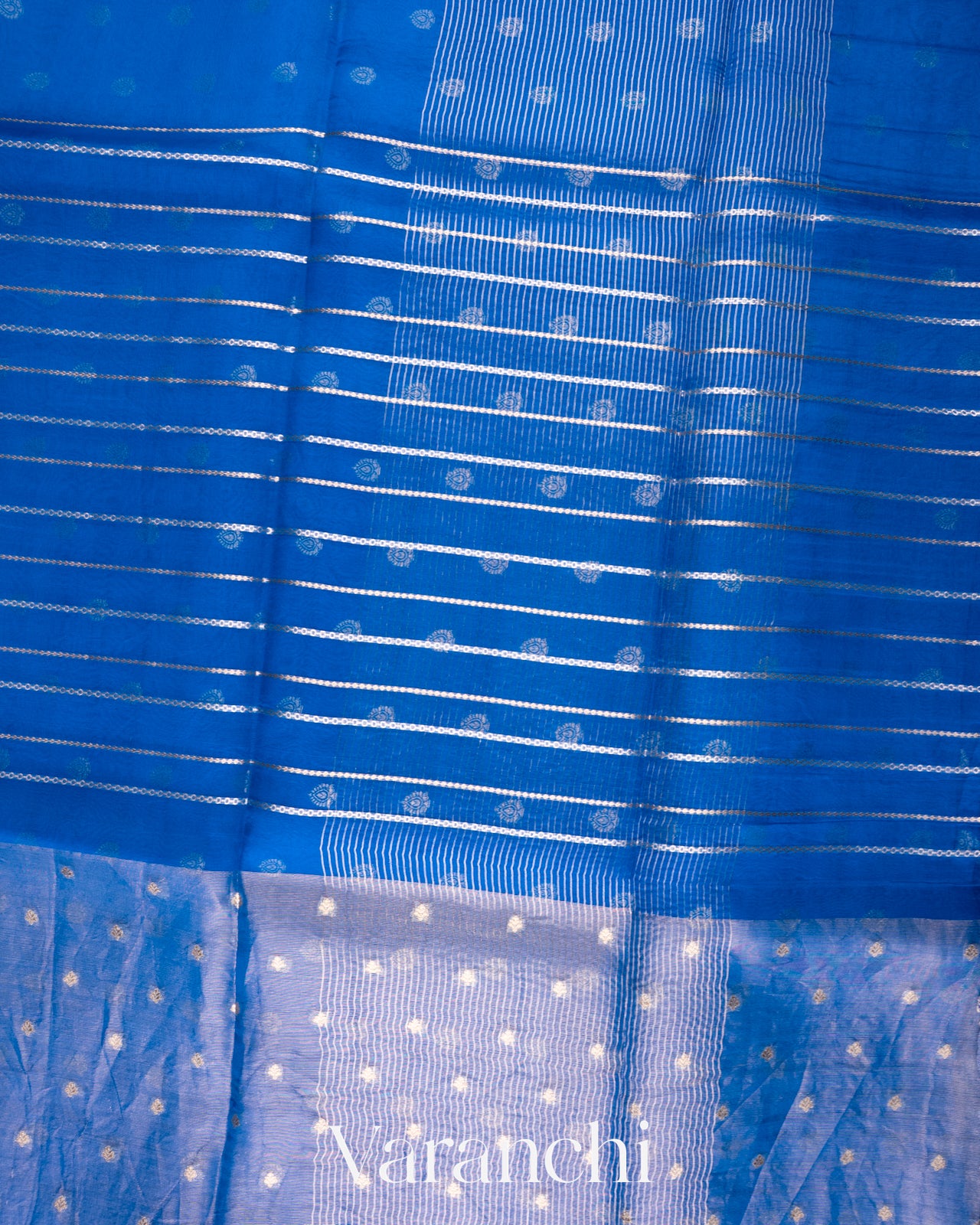 Ink Blue Tissue Pure Kora Silk Saree 