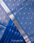 Ink Blue Tissue Pure Kora Silk Saree 