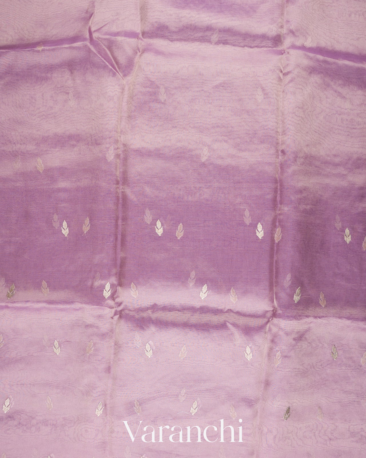 Lavender With Paithani Embroidery Pure Crush Tissue Kora Silk Saree