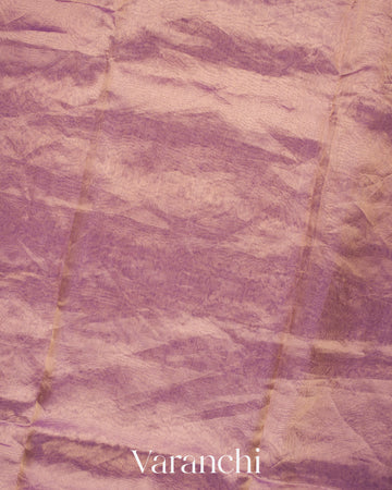 Lavender Floral Embroidered Pure Tissue Kora Silk Saree