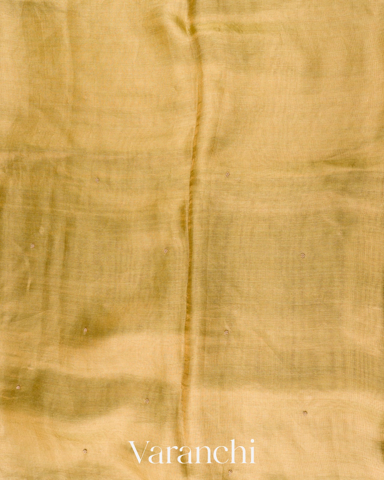 Muted Olive Gold Embroidered Pure Kora Silk Saree 