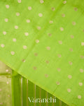  Parrot Green Tissue Pure Kora Silk Saree
