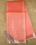 Soft Peach Tissue Pure Kora Silk Saree 