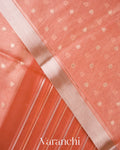 Soft Peach Tissue Pure Kora Silk Saree 