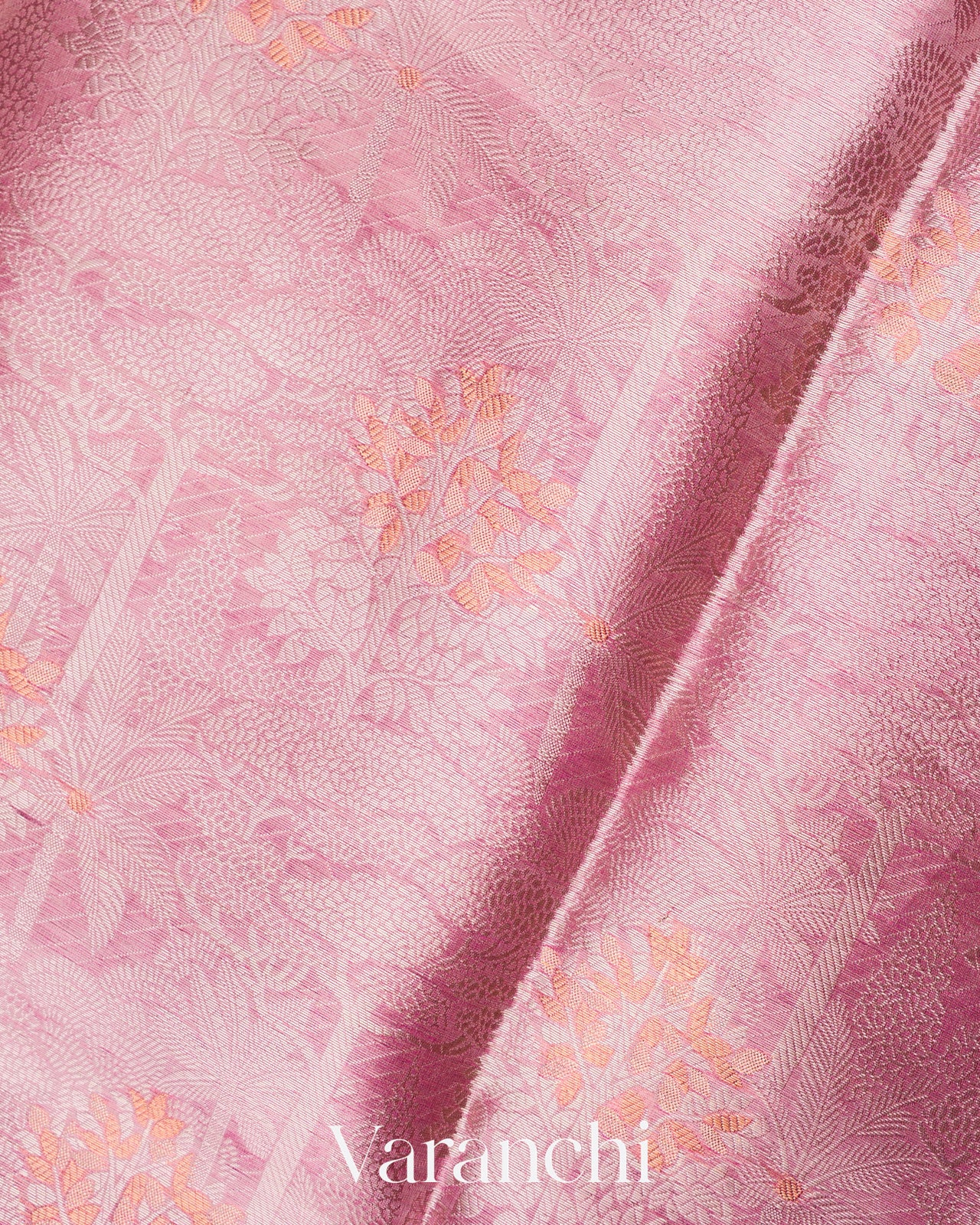 Pink Jacquard Pure Kora Tissue Silk Handloom Saree
