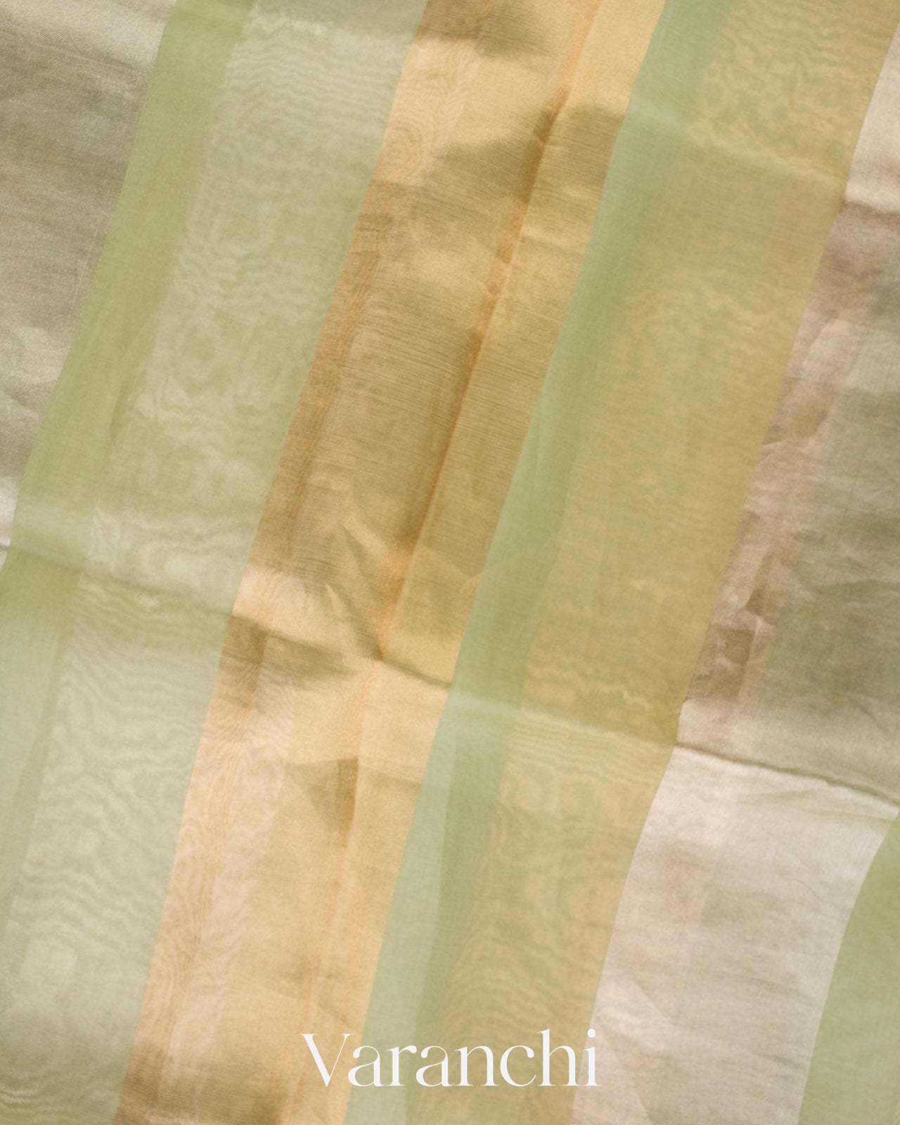 Pista Green Sona Rupa Tissue Striped Pure Kora Silk Saree