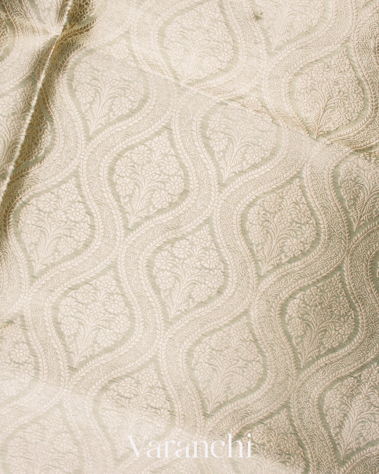 Powder Blue Heavy Brocade Pure Tissue Kora Silk Saree