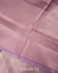 Dusty mauve Lehariya Pure Tissue Kora Silk Saree